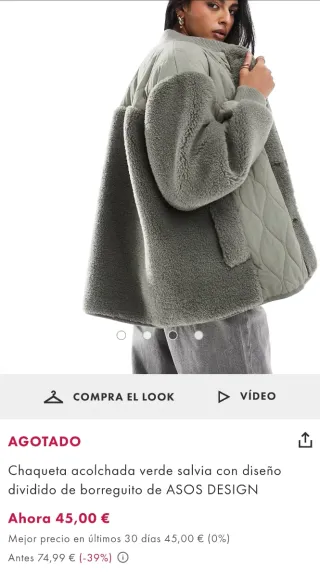 Chaqueta ASOS acolchada con borreguito