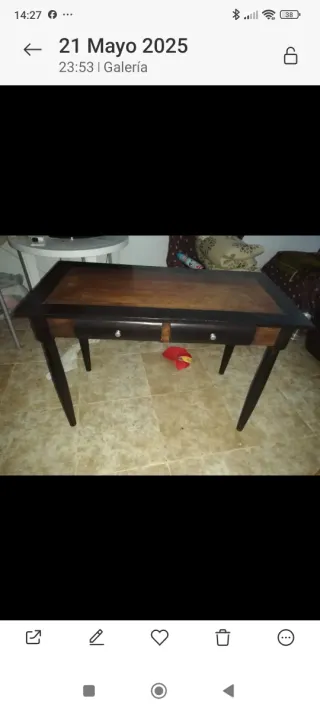 Consola antigua 2 cajones madera