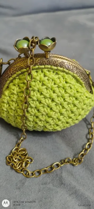 Borsellino clic clac verde e oro