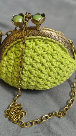 Borsellino clic clac verde e oro