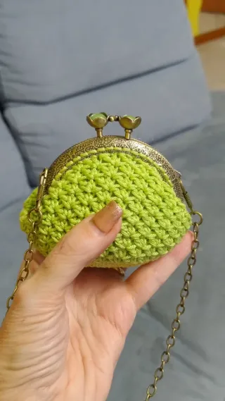 Borsellino clic clac verde e oro