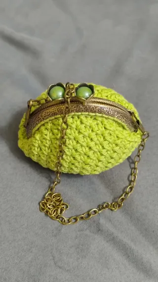 Borsellino clic clac verde e oro