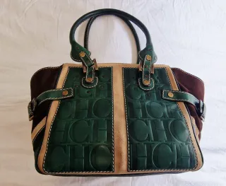 Bolso CH Marrón y Verde Satchel Tote Grande