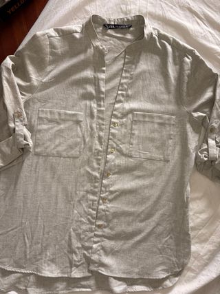Camisa Zara Beige/Gris Talla M