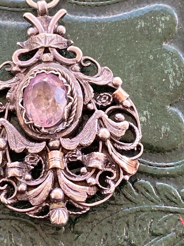 Precioso colgante plata y amatista 1870