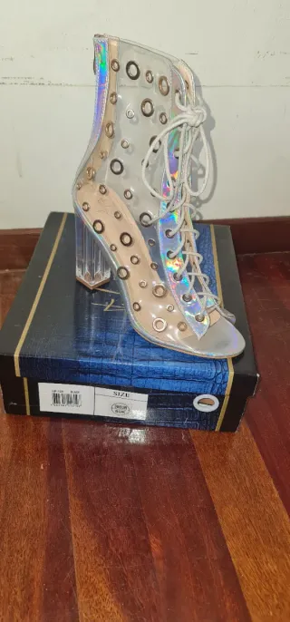 Botín Transparente Tacón Transparente Talla 39