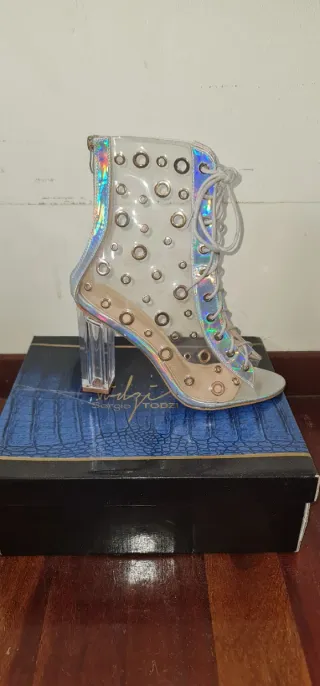 Botín Transparente Tacón Transparente Talla 39