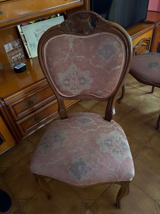 Lote 6 Sillas Salón Tapizadas