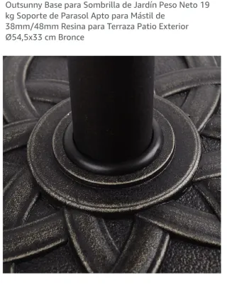 Parasol + base, sombrilla de jardin beige