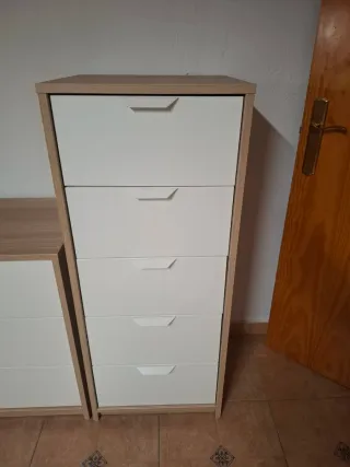 Cajoneras madera y blanco