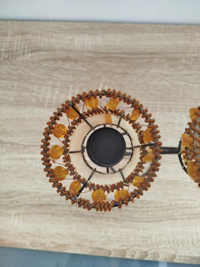 Portavelas doble metal y cristal