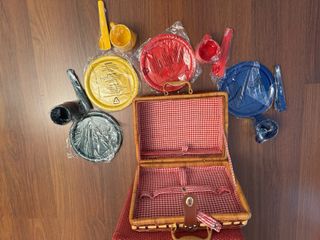 Cesta de picnic de bambú y mimbre