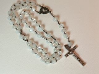 Rosario religioso de cuentas de cristal vintage