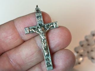 Rosario religioso de cuentas de cristal vintage