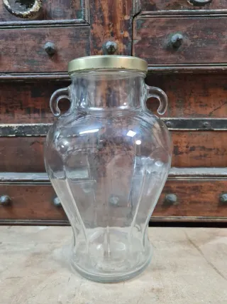 Tarro de cristal grande con asas