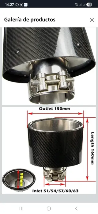 Punta de escape carbono in60 Out90/150