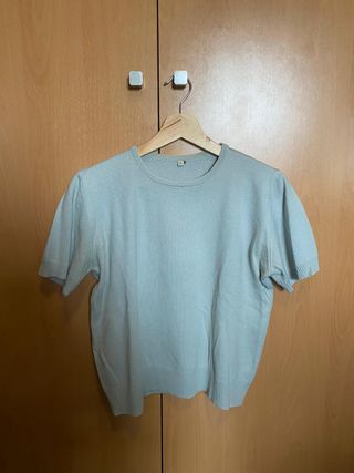 Conjunto cárdigan y camiseta turquesa light