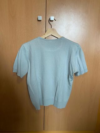 Conjunto cárdigan y camiseta turquesa light