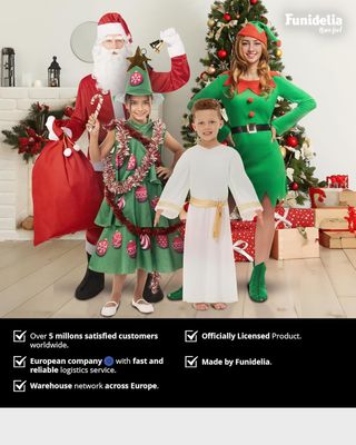 Funidelia Disfraz de elfo navideño para niño, Incl