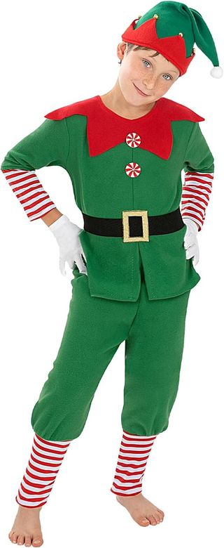 Funidelia Disfraz de elfo navideño para niño, Incl