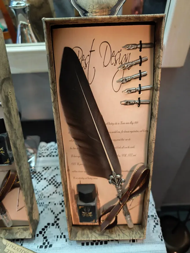 Set 2 Plumas Decorativas Vintage con sus cajas