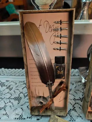 Set 2 Plumas Decorativas Vintage con sus cajas