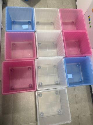 10 Caja ikea VESSLA (Azul, blanco y Rosa)