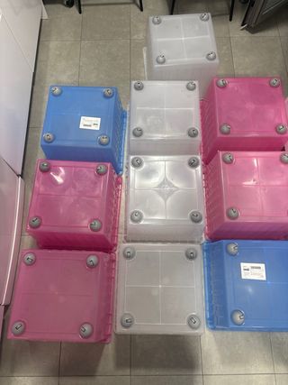 10 Caja ikea VESSLA (Azul, blanco y Rosa)