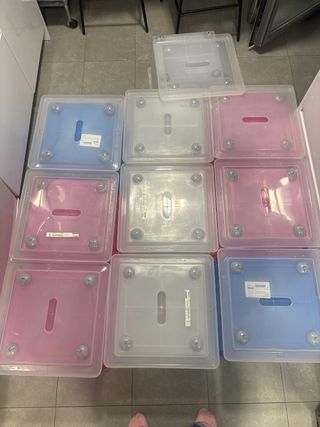 10 Caja ikea VESSLA (Azul, blanco y Rosa)