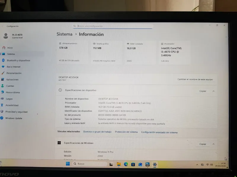 PC Tacens i5 4670 16GB RAM SSD+HDD HDMI Wifi afbeelding 4