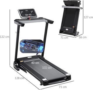 Cinta de Correr Eléctrica Plegable 1-12Km/H, Cinta de Correr Compacta con 12 Programas Preestablecidos, Pantalla LCD y Soporte para Tableta, para Caminar y Correr, Compacta para Casa y Oficina, Negra