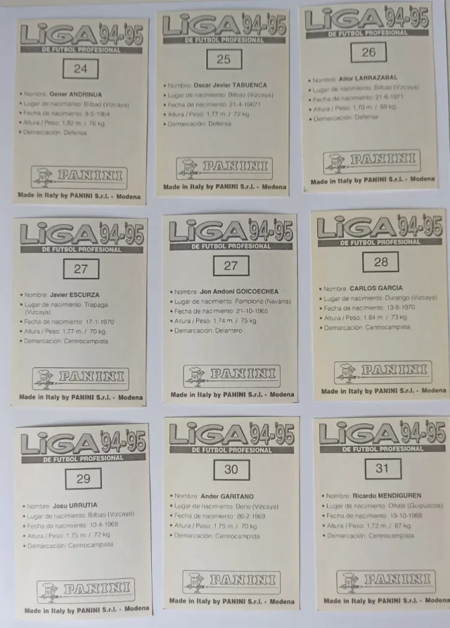 Cromos Athletic de Bilbao Liga 94-95