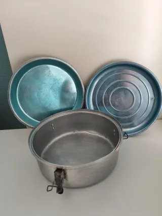 Fiambrera Vintage Aluminio 2 Platos