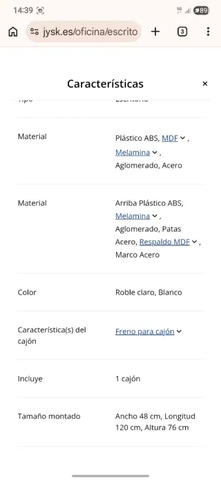 Escritorio moderno madera y metal