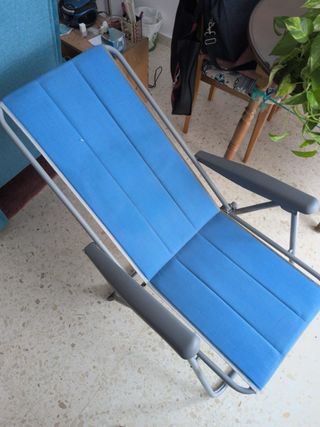 Silla de camping y playa reclinable azul