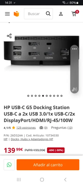 HP Dock G5 Negro