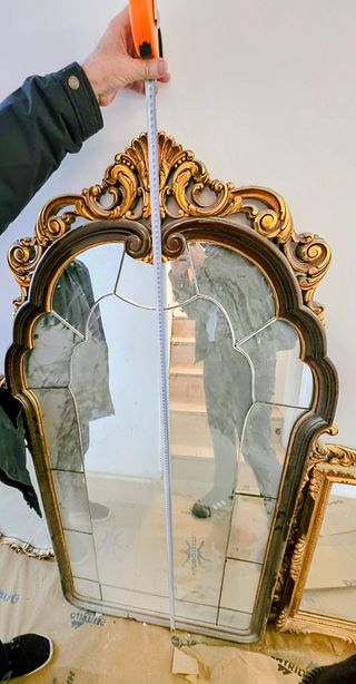 Espejo Marco Dorado Madera Cristal