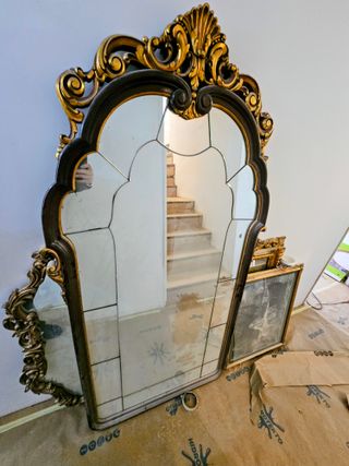 Espejo Marco Dorado Madera Cristal