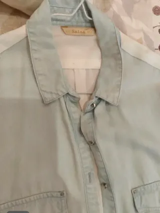 Camisa Salsa Azul y Blanca