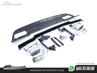 DIFUSOR TRASERO MERCEDES CLASE A W176 AMG + COLAS DOBLES CROMO