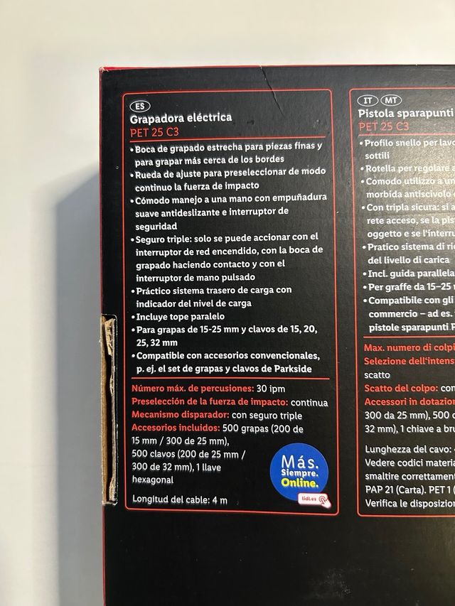 Grapadora Eléctrica Parkside PET 25 C3