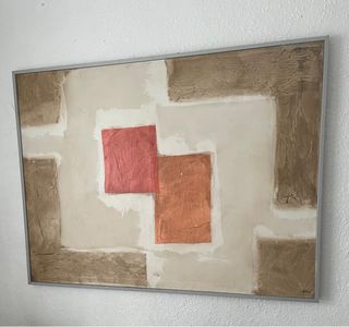 Cuadro abstracto beige, marrón, naranja y rojo