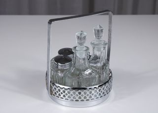 Set olio aceto sale pepe vetro metallo anni '60