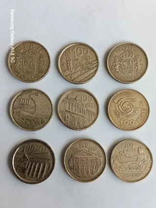 9 Moedas 100 Pesetas Diversas