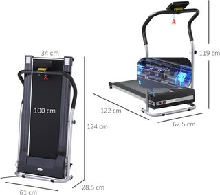 Cinta de Correr Eléctrica Plegable, Cinta de Correr Eléctrica Portátil 1.25HP Con Pantalla LCD, Velocidad 1-10 Km/H, Ruedas, Entrenamiento para Casa, Oficina, Gimnasio, Negro y Gris