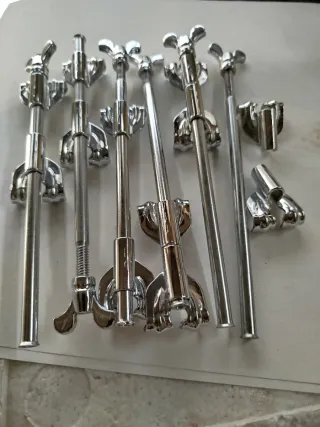 6 Varillas Tensión + 12 Ganchos Garra Cromados