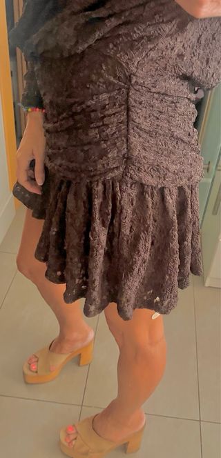 Vestido Zara Marrón Encaje