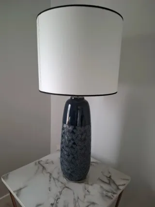 Lámpara Sobremesa Diseño Cerámica Azul y blanca