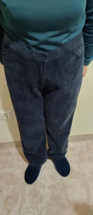 Pantalón pana fina mujer talla 46 azul
