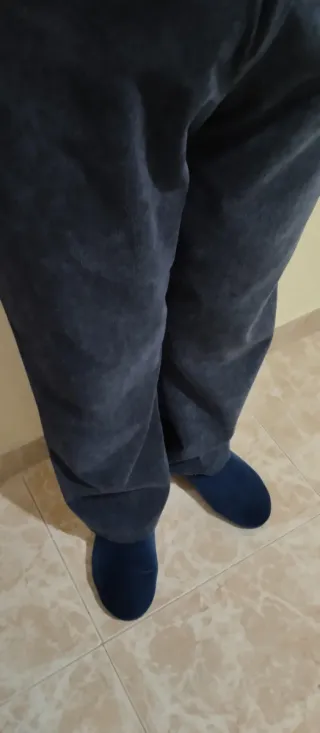 Pantalón pana fina mujer talla 46 azul